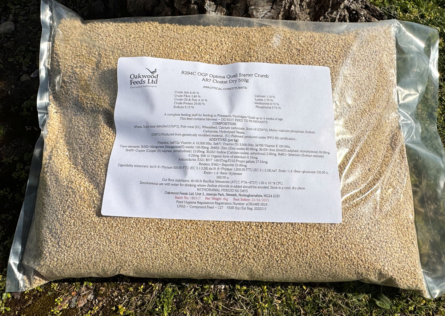 Oakwood Premium High Protien Quail Feed Super Starter Crumbs (29% Protien) - Crowle Quail