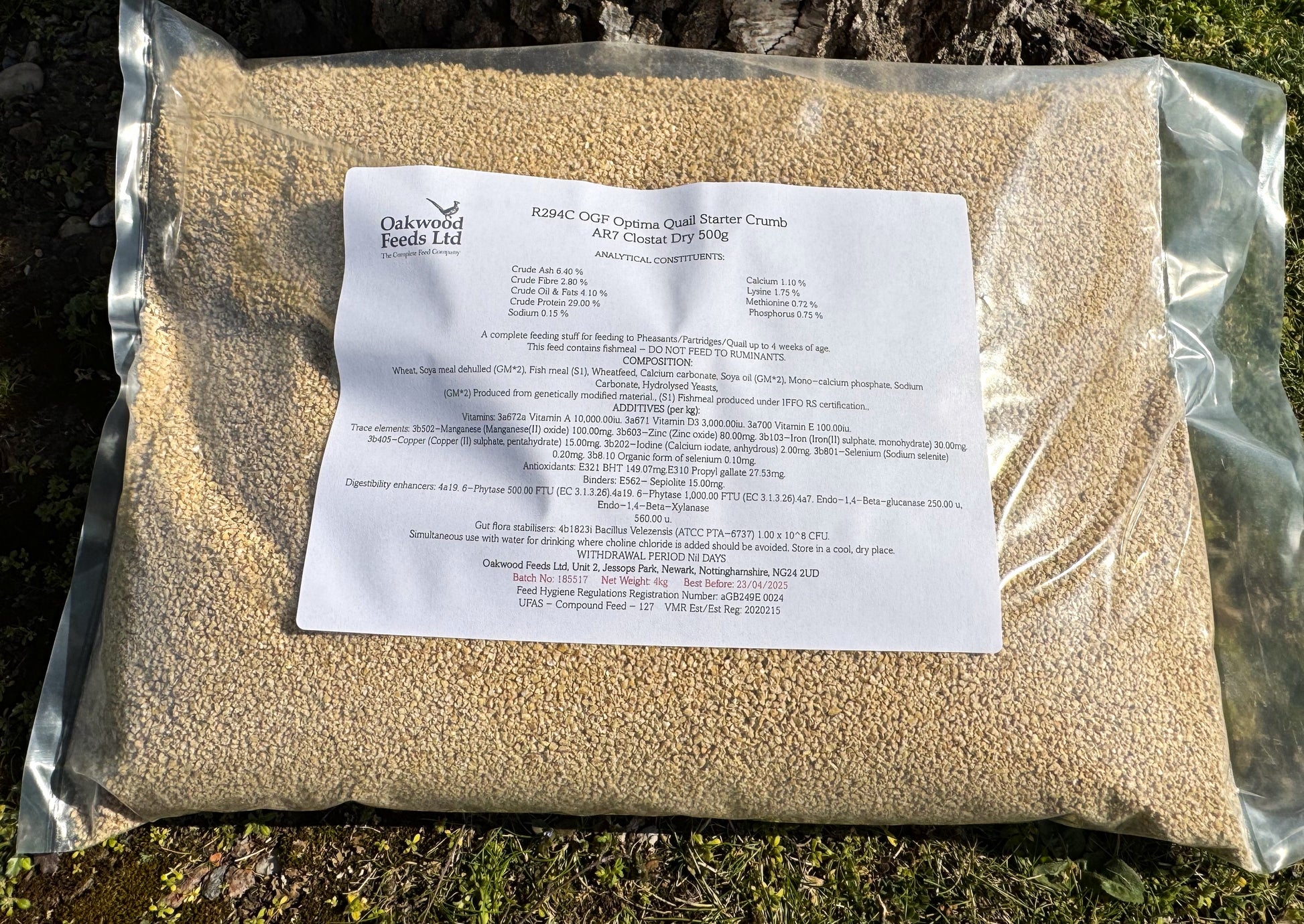 Oakwood Premium High Protien Quail Feed Super Starter Crumbs (29% Protien) - Crowle Quail